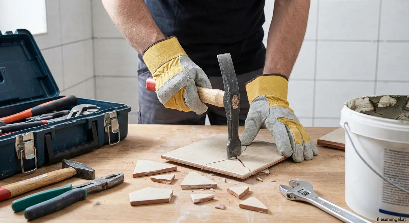 Handwerker bei der Arbeit zum Thema Fliesenhammer St. Pölten brechen
