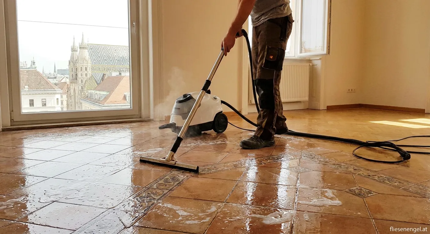 Professionelle Fliesenreinigung in einer modernen Wohnung