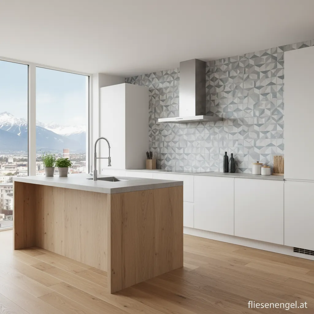 Moderne Küchenrückwand mit stilvollen Küchenfliesen in Innsbruck