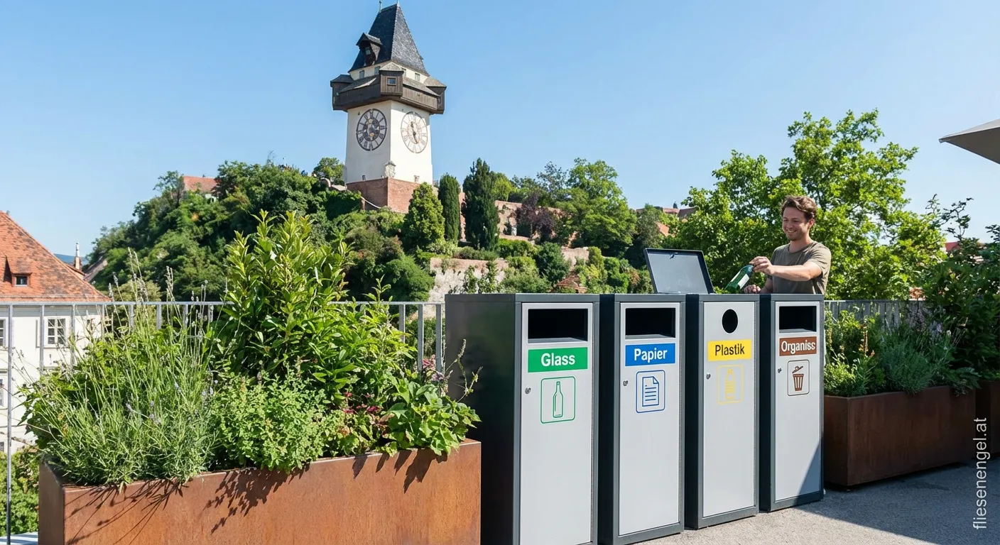 Recycling Container zur Mülltrennung in Graz