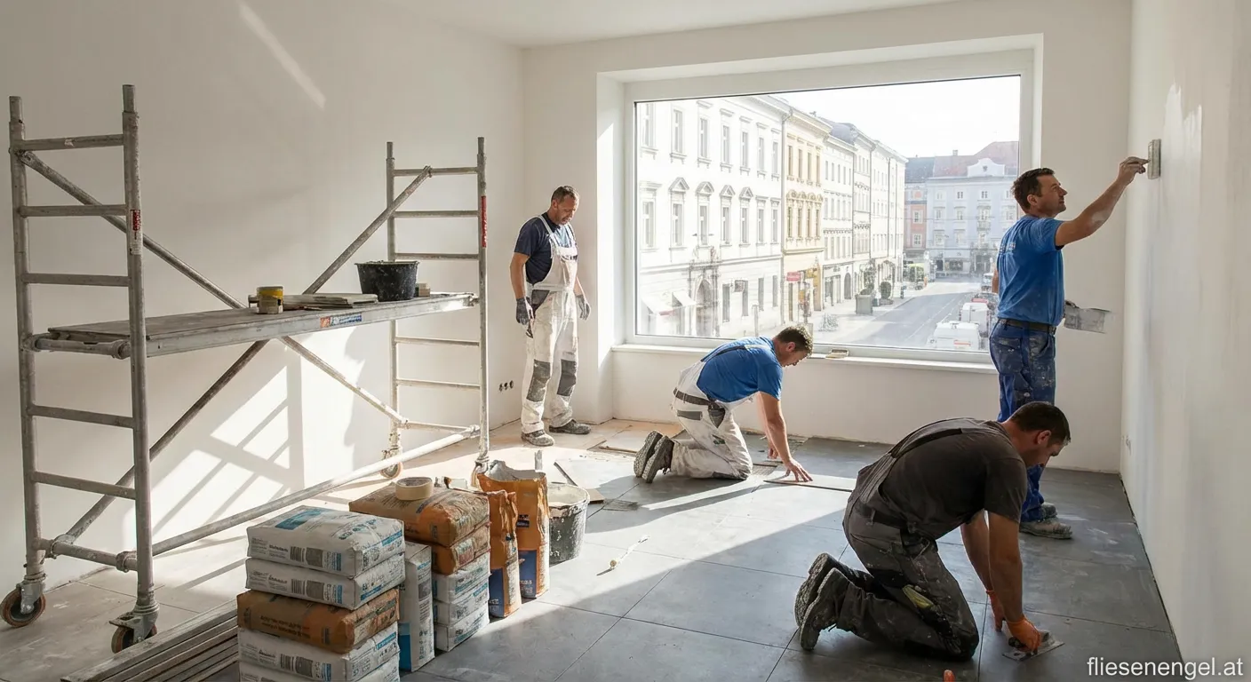Professionelle Handwerker bei schneller Renovierungsarbeit in Linz