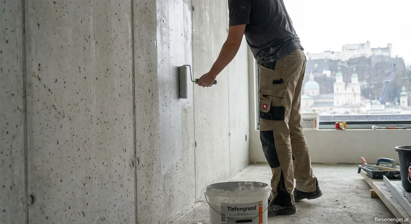 Tiefengrund wird auf saugfähige Wand aufgetragen