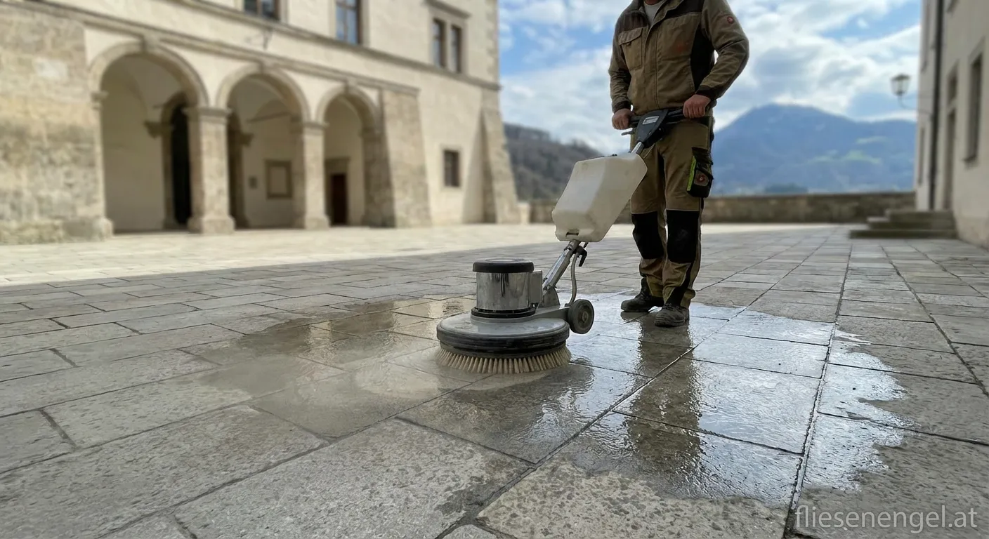 Entfernung von Zementschleier auf Fliesen in Salzburg